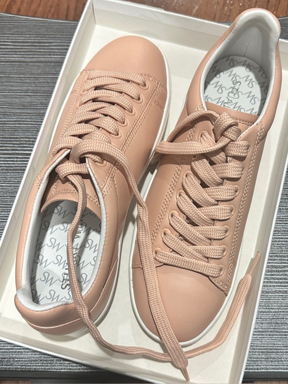 Stuart Weitzman Blush Pink Leather Sneakers